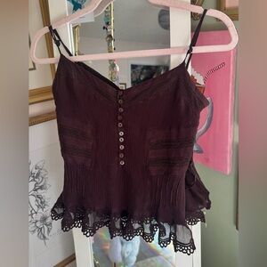 Ted Baker Burgundy Camisole with Lace Trim